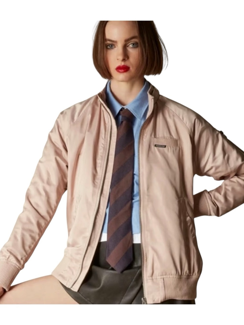 Members Only Blush Pink Silk Bomber Jacket